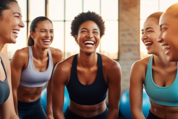 Un groupe de femmes souriantes après un entraînement illustrant un programme sportif personnalisé